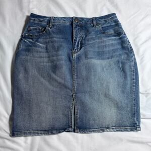 ✨Faded Glory Women’s Size 10 Blue Denim Jean Skirt Stretch Medium Wash Casual